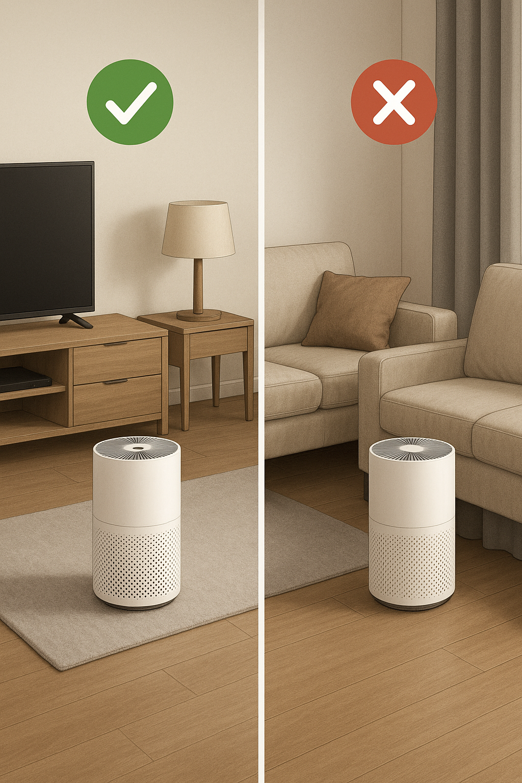 Room illustration showing correct placement